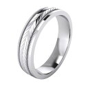 LANDAJEWELHEAVYスターリングシルバー5MMユニセックス結婚指輪ミルグレイン矢印パターン化リング快適フィットPOLISHED