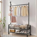 ハンガーラック100CMおしゃれコートハンガー2層高さ176CM*100CM*36CM室内玄関シンプル一人暮らしコート掛け組み立て簡単帽子キャリーバッグ衣服リビング寝室ブラック(ブラックL-100CM)