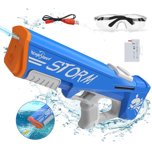 電動水鉄砲ウォーターガンSkifry水遊びおもちゃ6-10m超強力飛距離自動吸水水鉄砲高速連射350ML貯水量35分利用時間防水バッテリー保護メガネ付水合戦子供...