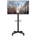 1HOMEFURNIT移動式テレビスタンドキャスター付きTVスタンド23-55型LED、LCD、OLEDフラット&曲面テレビ用ハイタイプテレビスタンドキャスター付きVESA400X400MMまで上下傾きブラケット高さ調整可能な