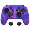 PlayVitalSwitchProコントローラーに対応用人間工学に基づいた滑り止めシリコンカバーケース、スイッチプロコン用ソフトラバープロテクタースキン、サムグリップキャップ付き【ピンク&パ…