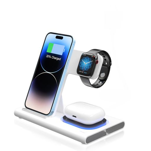 ワイヤレス充電器3IN1急速充電ステーション充電スタンド、同時FORIPHONE/FORAPPLEWATCH/FORAIRPODSに対応、ナイトライト機能あり