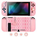 DLseegoスイッチカバーSwitch用ケース分離式カバー超軽量耐衝撃傷つけ防止透明全面保護取り外し簡単クリアアナログスティックカバー可愛い猫爪肉球ピンク