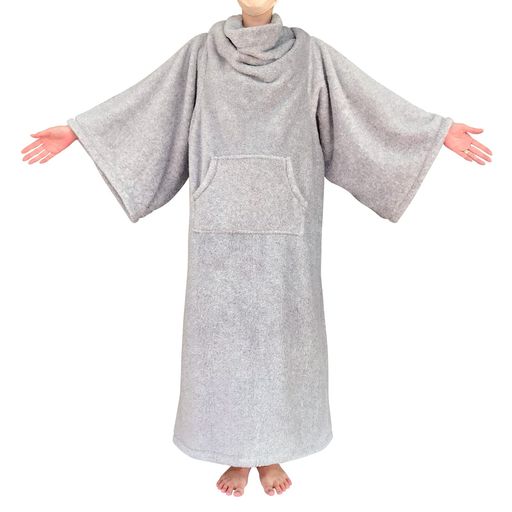 WIGWAM(ウィグワム)羽織れるブランケット着る毛布グレーミックス(幅136x身丈150cm)ルームウェア防寒男女兼用前ポケット付きボタンタイプシングル