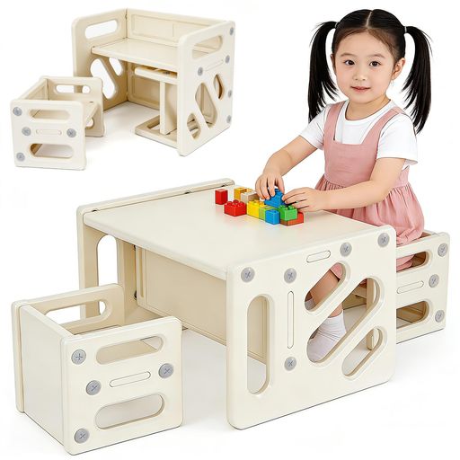 【商品仕様】キッズデスクセット(机66x53x42cm / 椅子32x30x29cm)です。天板厚みは 30mm で、しっかりとした作りになります。内容品はキッズデスク1 台・チェア 2 脚・組立説明書の 3 点セットです。 【安心の安全設計】HDPE 素材を使用したテーブルチェアで、無毒無味・ノンホルムアルデヒドです。4 歳頃からお絵かき・ままごと・ぬりえ・粘土遊びなどの幼児学習に最適です。角は丸く加工され、不意のケガを防ぐ仕様になります。 【驚異の耐久性能】耐荷重は約 100kg です。子大人が座っても安定感抜群です。長期間ご利用頂ける学習机として、デスクチェアセットの価値を最大化します。 【軽量な操作性】総重量8.6kgで女性でも楽に移動可能です。テーブルチェアの配置変更が容易で、リビングや保育スペースのレイアウト自由度が向上します。 【多機能な学習空間】モンテッソーリ教育に適した勉強机 椅子 セットです。食事・学習・お絵かき・工作・ゲームなど、あらゆる幼児活動に対応します。創造力や自立心を育むデスクチェアセットとして長くご活用いただけます。