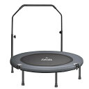 Fuwataトランポリン手摺付き室内用大人用子供用大型102cm耐荷重150kg静音折りたたみダイエット家庭用6本脚(ダークグレー)