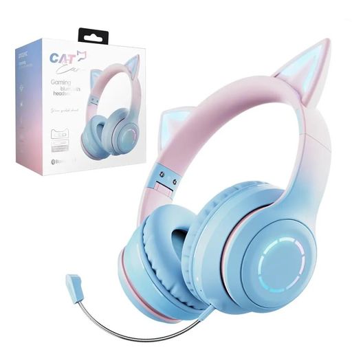 WANCHIY猫耳ヘッドホンオーバーイヤーゲーミングヘッドセットBLUETOOTH5.1マイク付きワイヤレス有線/無線両用LEDライト伸縮式折りたたみ式HIFI通話対応IPHONE/IPAD/ANDROID/PC