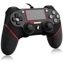 P4コントローラー有線プレステ4ゲームパッドアップグレード版USB接続二重振動人間工学高耐久ボタンP3/PC/P4/対応日本語説明書付き(ブラックレッド)...