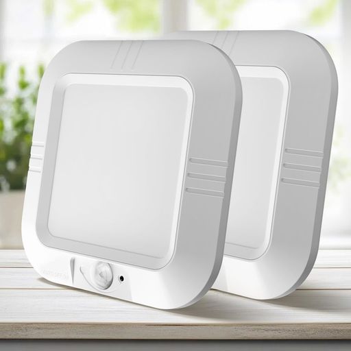 Rakuten - ANOTEK製LEDモーションセンサーライト室内用電池式180LM人感センサー昼白色6000K自動オン/オフ天井/寝室/廊下/浴室/リビング/キッチン/トイレ/子供部屋用2個セット