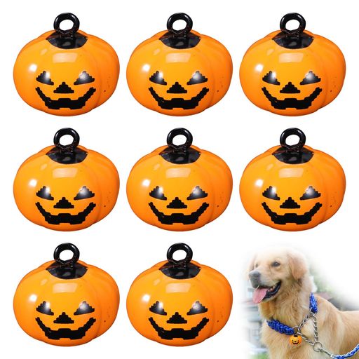 [TVETE]かぼちゃの鈴【8個入り】ゴーストベルチャームハロイン人工カボチャの装飾キーアクセサリーハロウィンパーティーの小道具パンプキンベルキーホルダーハロウィンペット首輪ベル…