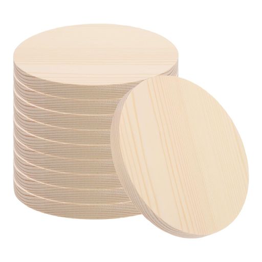 SEWACC木材円形木材板丸い木の板木製スライスチップコースターウッド木片未完成木の板丸形厚さ10mm手芸..