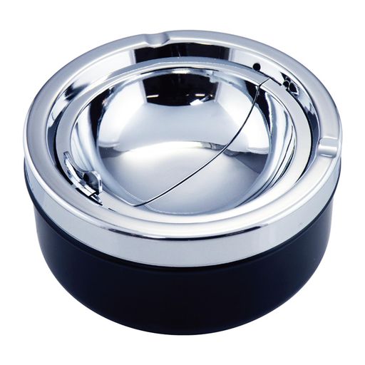 ペンギンライター灰皿卓上おしゃれ大きい大容量直径11.2cm喫煙所クロームライン2PAサークルプッシュ灰..