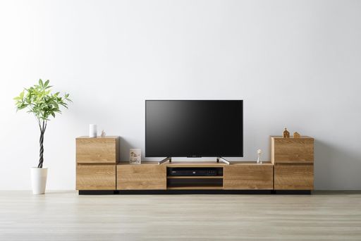 朝日木材加工テレビ台アルク65型幅151.4CMナチュラル背面切り欠き巾木よけALK-3015AV