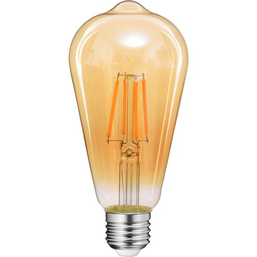 【商品仕様】口金サイズ:26MM、電球サイズ:直径64MMX高さ142MM、定格消費電力:4W、定格電圧:AC100V 50/60HZ、色温度:2700K(電球色)、全光束:470LM、演色性:82+。※ご注意:40W形相当なので、60W形より暗く、雰囲気を重視する方にお薦めです。 【レトロな雰囲気】伝統的なスタイルと現代のテクノロジーを完璧に融合したLED電球です。クラシックなエジソンスタイルのデザインを採用しており、そのレトロな雰囲気であなたの気持ちを一瞬で引き立てます。単なるLED電球に留まらず、空間の装飾にアートの要素を加えた絶妙な一品です。 【全方向タイプ】360°全方向照射!演色性はRA82以上に達し、物の色を自然で綺麗に再現可能です。暖かく柔らかい光がアンバーガラスを通した瞬間に、部屋の雰囲気を変え、温かみのあるロマンチックな空間を作り上げました。ロマンチックなディナーの場で使用するのか、リラックスした読書のひとときを楽しむのか、比類のない快適さをもたらしてくれます。
