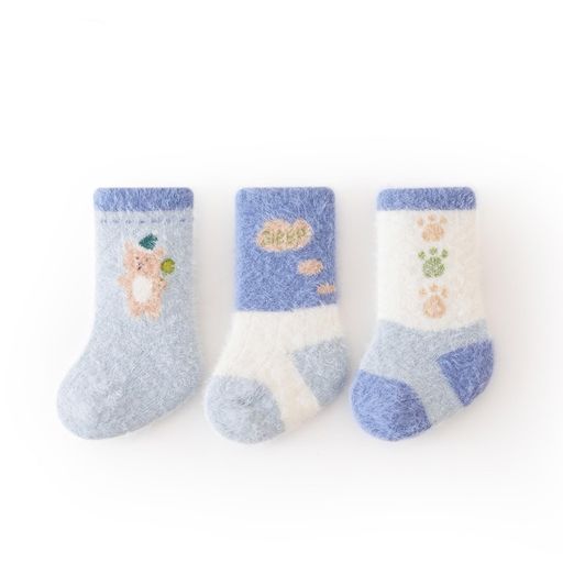 [HAYAHARU]ベビーソックス綿履き口ゆったりシリーズ赤ちゃん靴下ベビーソックス冬分厚くて暖かい赤ちゃん靴下滑り止め春秋冬履きやすい3足セット