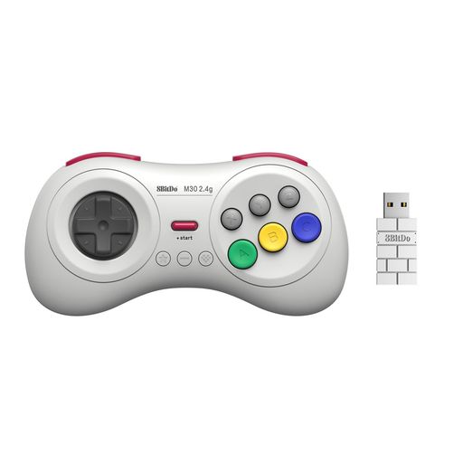8BitDoM302.4G磻쥹ѥåforSegaGenesisMini&MegaDriveMini&Switch6ܥ쥤(White)