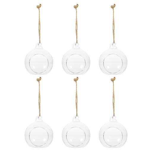 ledmomo6個ハンギンググラスボールガラス玉吊り鉢キャンドルホルダー直径8cm丸い球体観葉植物吊るすタ..
