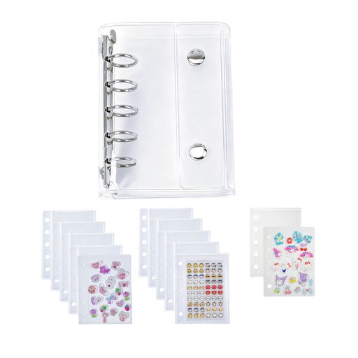 RichPeachシール帳透明シールバインダーシール手帳M5サイズはがせるクリアバインダーリフィル10枚+PPシ..