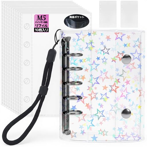 【高透明3層フィルムで美しく整理】M5サイズのシールバインダーに最適な、7.6cmx10.5cmの高透明シール台紙を10枚セットご用意。3層構造の特殊フィルムが立体シールやカード、写真をしっかり固定。ほこりや汚れから大切なコレクションを保護...