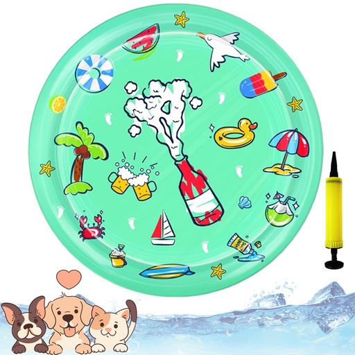 FURYAOT ペット用ウォーターベッド 犬猫用 厚手PVC製 95x95cm 耐傷仕様 折り畳み式 夏用クールマット - 浮遊魚おもちゃ付き 冬温水対応 お手入れ簡単 多機能デザイン 室内外兼用