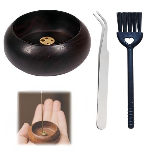 MHSKNHWお香立て線香立てオシャレ黒檀製灰がこぼれない小さい香炉ミニ仏壇香炉瞑想浄化香道仏具仏壇用..