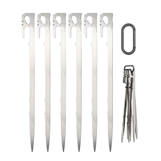 ペグ テント サンドペグ 6本セット 28cm 鍛造ペグ チタンペグ キャンプ 耐荷重強化 逆刺&扁平設計 回転防止 砂地硬地兼用 アウトドア 風対策 高強度