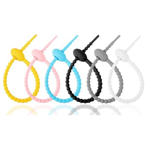 ケーブルクリップケーブルバンド6個混合色シリコンケーブルまとめるコードクリップ多機能結束バンドイヤホンコードまとめる配線整理便利グッズ繰り返し使用可能取付簡単防水ケーブ…
