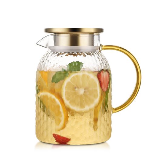 fexmoy冷水ポットガラスピッチャー耐熱ガラス冷水筒水筒広口開口冷蔵庫入れ可能洗いやすい耐熱耐冷麦茶..