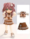 YMYオビツ11cmドール服シャツ+ネクタイ+ウエストコート+ハーフスカート女の子制服セット1/12bjdドール学園コスプレ衣装(ブラウン)