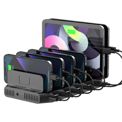 Unitek2024電源USB充電ステーション10ポートQC3.0卓上充電スタンドPSE認証済10台同時1.5A/2.4AスマートIC搭載複数台対応Android/iPhone/iPad/kindle/タブレット/PSP仕切り板