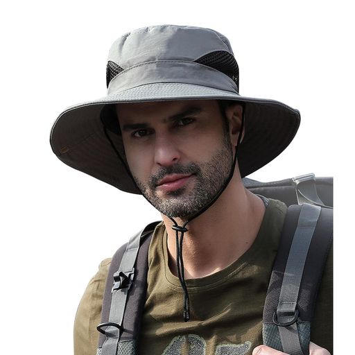 [Pawinpaw]サファリハットメンズつば広帽子【メッシュ通気・UPF50+UVカット・撥水・防汚・超軽量】日除け帽子ハットメンズ大きいサイズ折り畳み2WAY速乾性おしゃれ紫外線対策あご紐付き