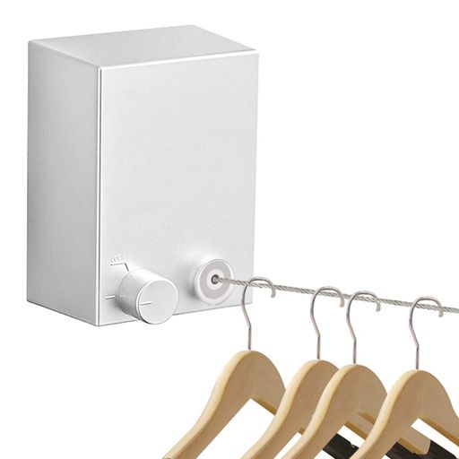 引き込み式の物干し-衣類を乾燥させるための頑丈な物干し-壁に取り付けられたステンレス鋼の粘着性と壁に取り付けられた洗濯ロープ