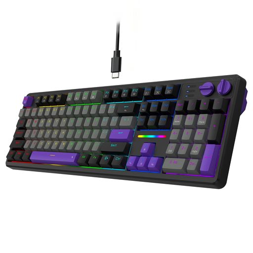 e元素 Z-104 メカニカルキーボード 有線 ゲーミングキーボード US配列 テンキー付き 銀軸 RGB ホットスワップ対応 ガスケット構造