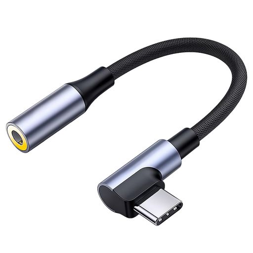 Akkerds Type-C to 3.5mm イヤホン 変換アダプター L 字型 3 極 / 4 極 メス - オス DAC 24bit/96kHz 折れに くいナイ ロン編みケ ーブル 音量/通話対応 りんご/Android対応 銀色