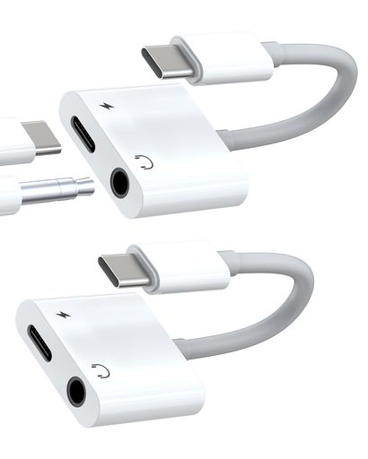 USB-C to 3.5mmアダプター(2個セット)ヘッドホンジャック AUXオーディオスプリッター 充電Type-Cポート 対応iPhone 16 15 Pro Max用 対応Samsung Galaxy S24 S23 Ultra対応iPad