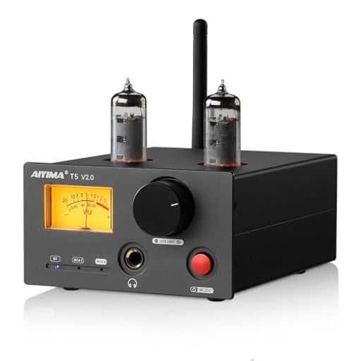 1. AIYIMA T5 V2.0は、真空管ヘッドフォンアンプとVUメーターを一体化し... 豊かなレトロHIFIアンプは、オーディオシステム空間に彩りを添えます。 2.HIFIクリアなトーンコントロール:真空管とシンプルな配線による共振回路は、音を柔らかくし、デジタル感覚をフィルタリングし、暖かく、甘く、ノイズのないサウンドを提供します。 また、トレブル・ノブとベース・ノブを装備しており、好みのサウンド・スタイルを調整し、アグレッシブな高域と低域でHIFI音楽を表現することができます。 3.パワフルな出力と低域出力:各チャンネル160W(4Ω)の出力は、3~8Ωのパッシブスピーカーを簡単に駆動できるように完璧にマッチしており、低域出力が向上しているため、アクティブスピーカーを接続して低音を大幅に強化した2.1チャンネルシステムを構築することも容易です。 4.多様なオーディオ入力方式:BLUETOOTH / RCA1 / RCA2を含み、携帯電話、コンピュータ、タブレット、テレビ、その他のプレーヤーなど、ほとんどのオーディオ機器と互換性があります。