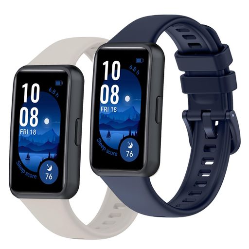 [WUWOCJ] 2本セットバンド対応 Huawei Band 10/Huawei Band 9/Huawei Band 8 柔らかい 防水 交換用ストラップ スポーツバン (アンズ/濃紺)