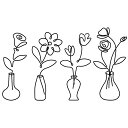 MrMrKuraアイアン壁飾り金属製壁掛け飾りフラワー4個セットメタルワイヤー花瓶ウォールデコ壁装飾ミニマリストオーナメント北欧風アートオブジェ玄関ホーム飾り寝...