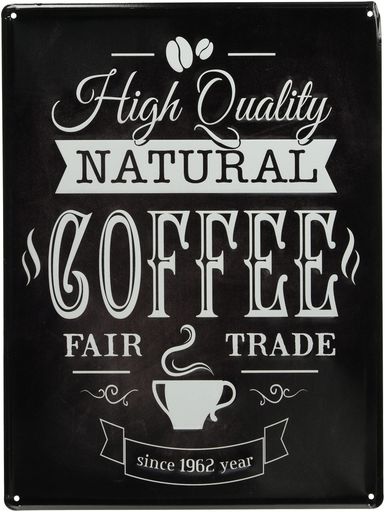 アンティーク風デザインボードブリキ看板メタルL30x40cmコーヒーブラック