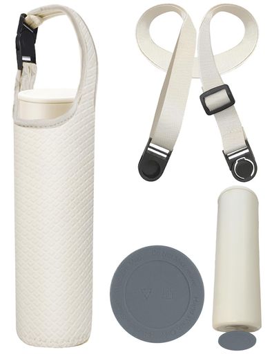 【商品サイズ】本体サイズは縦約16cm、直径約5.3cm。柔軟性に優れた特別な素材を使用しており、ボトルのサイズに応じて調整可能です。直径5cmの氷嚢に対応しています、150mlのミニアイスパック。購入前に、まずは商品サイズが合っているかご確認ください。【セット内容】氷嚢ボトル収納バッグx1、ショルダーストラップx1、シリコンコースターx1(氷嚢ボトルは含みません)。 【氷嚢の保護】厚手柔らかい材料で作されて衝突を緩衝でき、弾力性が優れて、各種の水筒の外形にぴったり合わせて、ボトルが落ちて破ることを保護されて、擦り傷を防ぎます。ピーコック魔法瓶工業(The-peacock)、monochrofactory、Vootic、Geekinの氷嚢に適用されます。グッズ ミニアイスパック アイシング。 【保冷保温断熱】ダイビングスーツ等に使われている特殊な発泡ゴムとナイロン材料で作られて、潜水服のように温度を保ちます。飲み物の保冷保温ができて、熱いお湯から断熱の役割を果たすことができます。【手提げと斜め掛け】アップグレードバックルは丈夫で長持ち、使用の場合によって、手で持ち歩くことやかばんに掛けることができます。