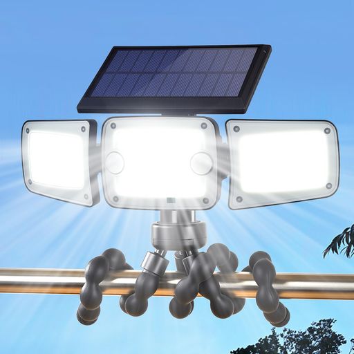 LIFENGSOLER 262LED ソーラーライト 屋外 IP65防水 3面発光 人感センサー2つ 角度...