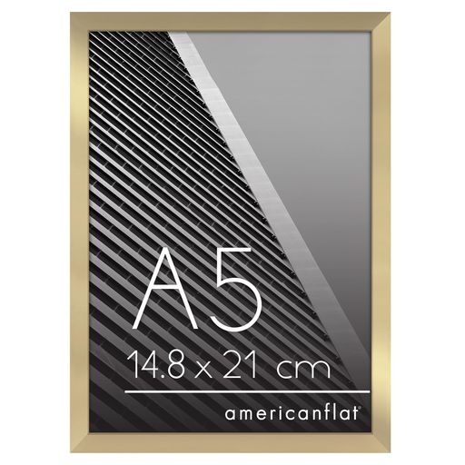 Americanflat A5 額縁 フォトフレーム 耐衝撃ガラス付き 細枠デザイン(壁掛け・卓上対応) - ゴールド(ストリームラインコレクション)