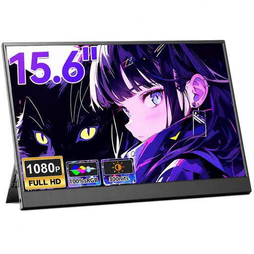 Laptomo モバイルモニター 15.6インチ 1920x1080 FHD IPSパネル ポータブルディスプレイ 薄型 サブモニター軽量 モバイルディスプレイ 非光沢 自立型スタンド HDRモード対応 Type-C/HDMI端子
