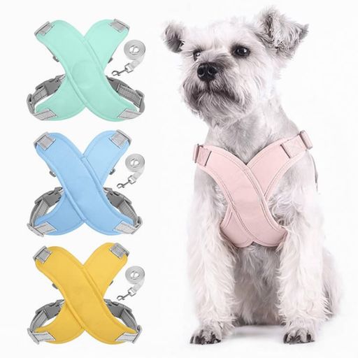 GIIPET犬ハーネスX型胴輪リードセット4-15KG小型犬/中型犬引っ張り防止通気性抜けないサイズ調整可能夜..