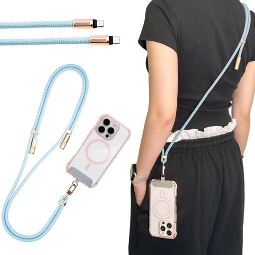 [Foenor]3IN1スマホショルダーストラップiphone携帯ストラップ首掛けケーブルctocタイプcケーブル充電【PD対応100W充電&480Mbpsデータ..