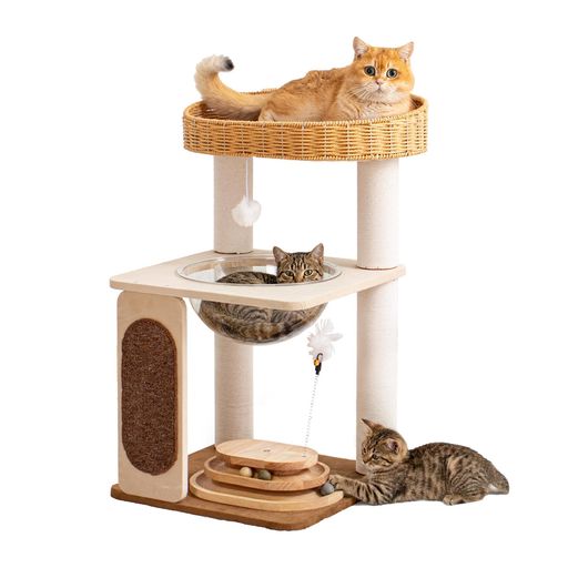 楽天市場】かご バスケット 収納 ラタン（キャットタワー｜猫用品