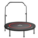 Fuwataトランポリン手摺付き室内用大人用子供用大型102cm耐荷重150kg静音折りたたみダイエット家庭用6本脚(ブラック)