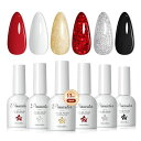 PEACECOLORジェルネイル6色カラージェルセットラメ入りレッドブラックホワイトキラキラポリッシュタイプ10ML大容量ネイルライト対応長持ちセルフネイルネイ...
