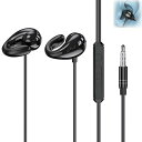 【新登場】 イヤホン 有線 3.5MM 有線イヤホン マイク付き 耳を塞がない 耳掛け 4極 オープンイヤー 有線ヘッドセット ゲーミングイヤホン 着信応答/終話 音量調節 IPX防水 軽量 オンライン会議 PC パソコン ZOOM 対応 ブラック(2)
