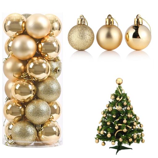Zhejiaクリスマスボール【24個4cm】オーナメント飾り飾り付けクリスマスボールデコレーション新年飾りクリスマスツリー装飾おしゃれ豪華ゴージャス北欧風家庭用部屋喫茶店店舗パーティ…